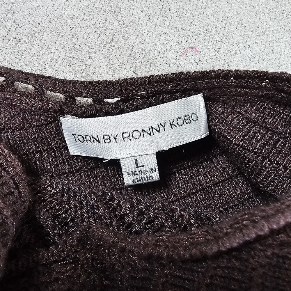 Torn By Ronny Kobo Women's Maxi Dress in Brown Crocheted Size Large New - Picture 5 of 16